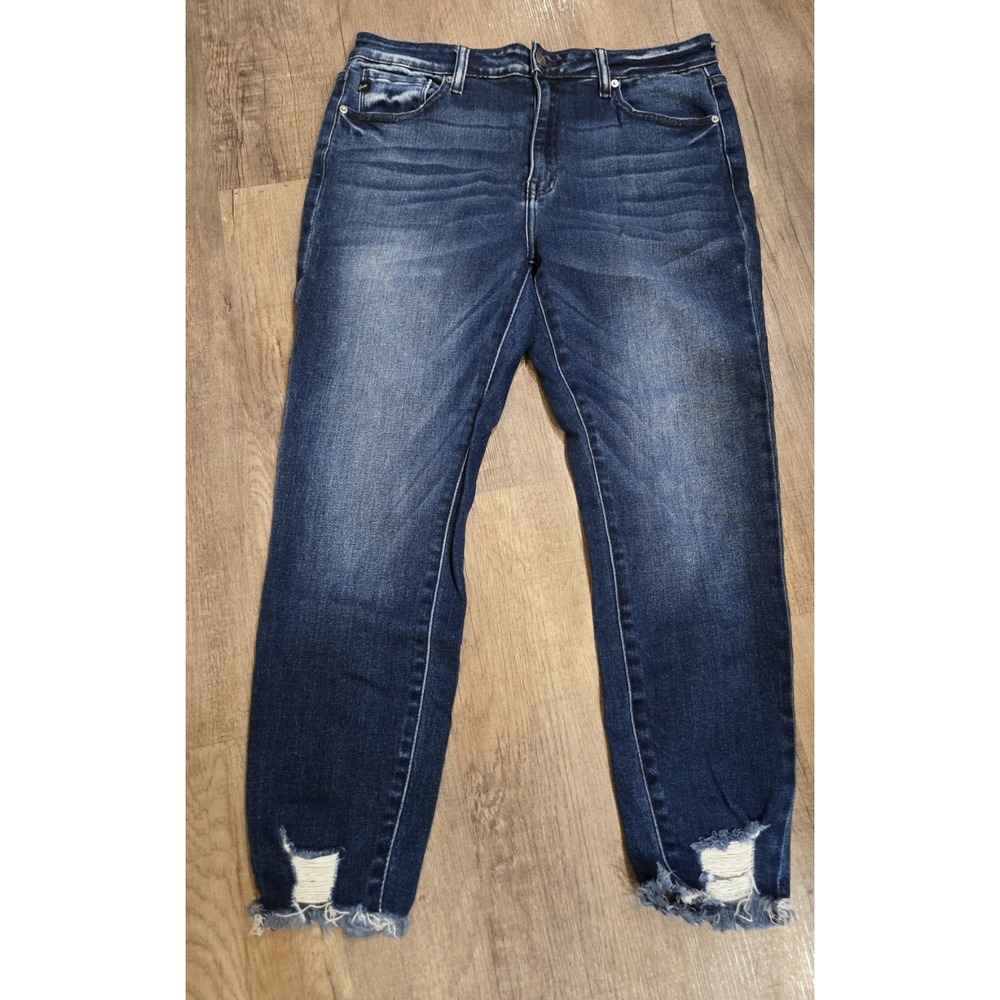 KanCan Maurices Dark Skinny Denim Jeans 31 Stretch Distressed Raw Hem